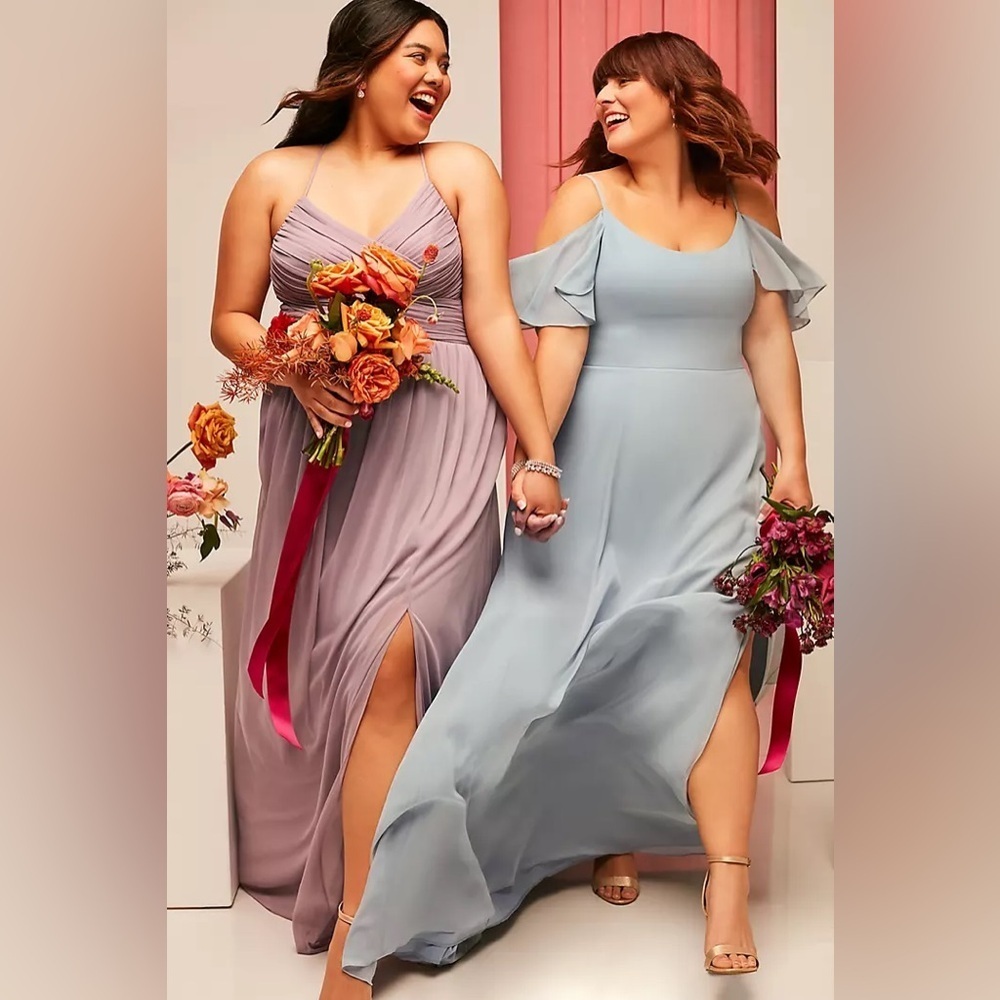CELEBRATE DB STUDIO Cold-Shoulder Long Chiffon Dress STYLE# F20365 size 14 NWT - Picture 3 of 9